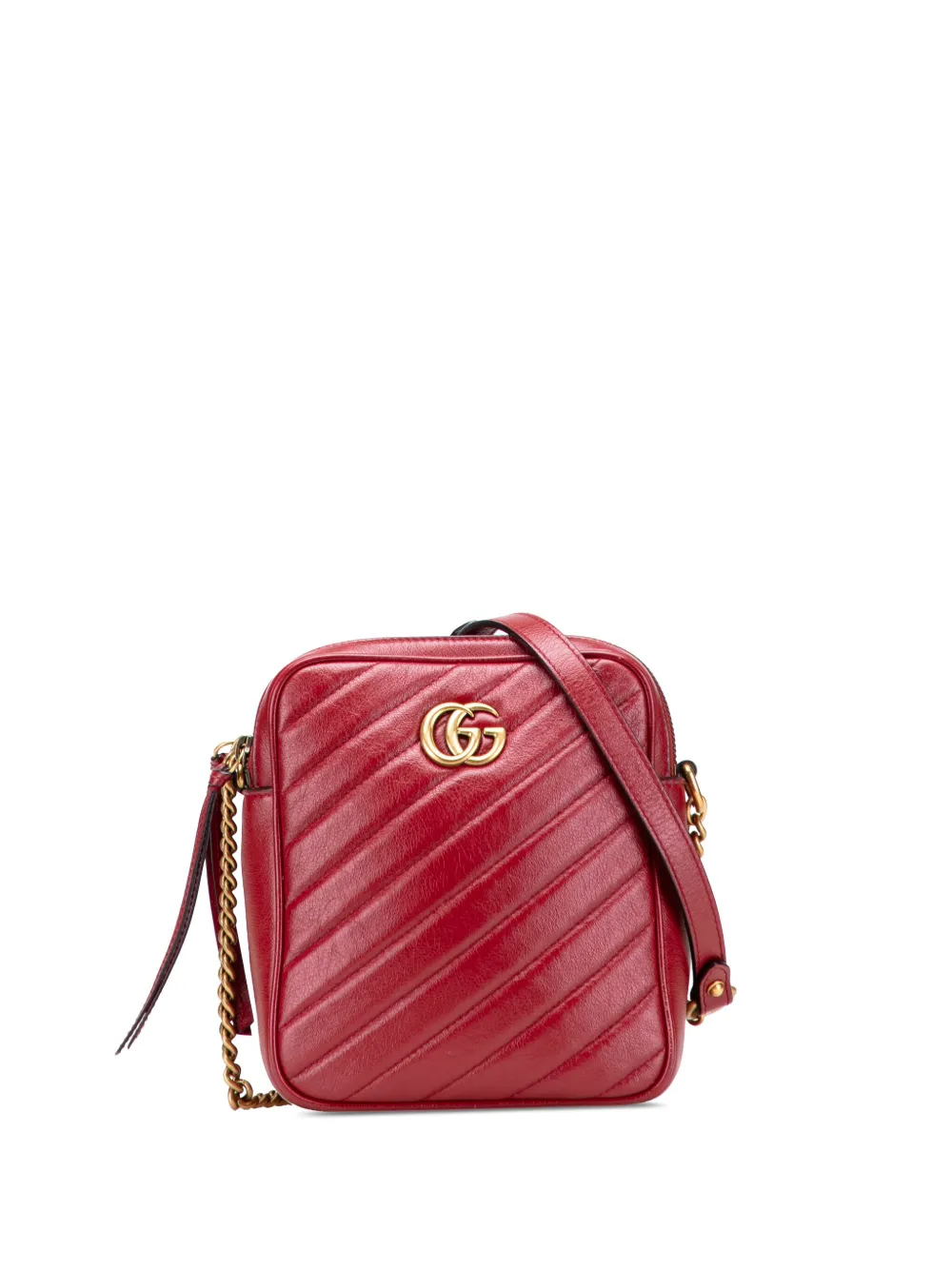 Gucci Pre-Owned 2016-2025 GGマーモント マテラッセ レザー ダブルジップ ショルダーバッグ - レッド Gucci Pre-Owned 2016-2025 GGマーモント マテラッセ レザー ダブルジップ ショルダーバッグ - レッド