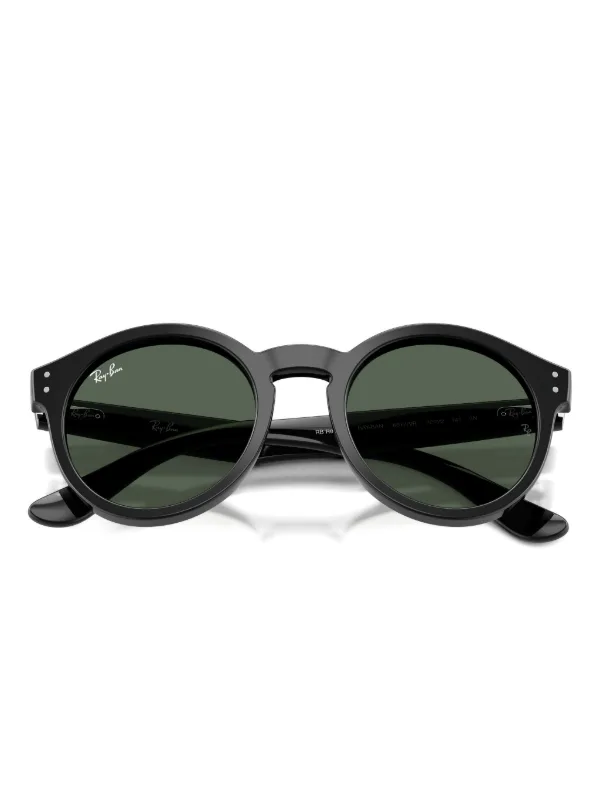 Ray-Ban Black Round-Frame Sunglasses Ray-Ban Round Flat Lenses L (53 - 21) with Grey lenses and  main image 3