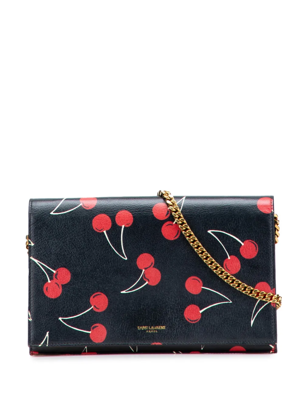 Saint Laurent Pre-Owned 2013-2025 レザー チェリー ウォレットオンチェーン ショルダーバッグ - ブラック Saint Laurent Pre-Owned 2013-2025 レザー チェリー ウォレットオンチェーン ショルダーバッグ - ブラック