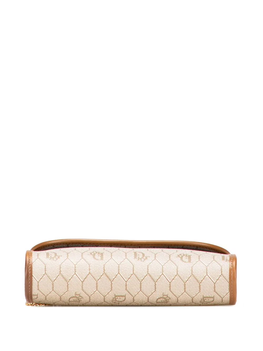 Pre-owned Dior 20th Century Honeycomb Coated Canvas Chain Crossbody Bag In Brown