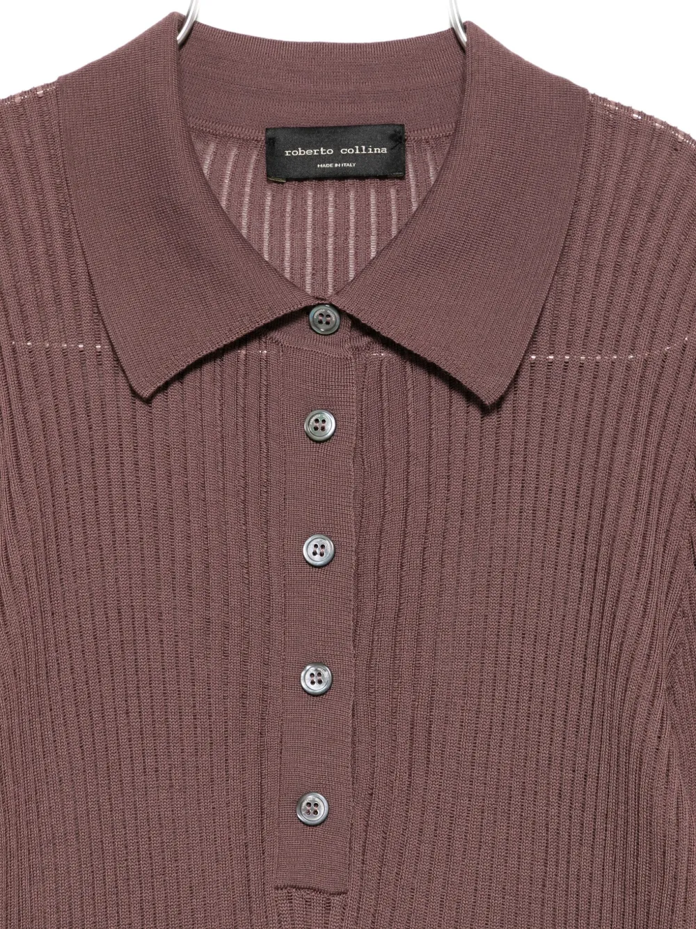 Roberto Collina Ribbed Polo Top In Purple