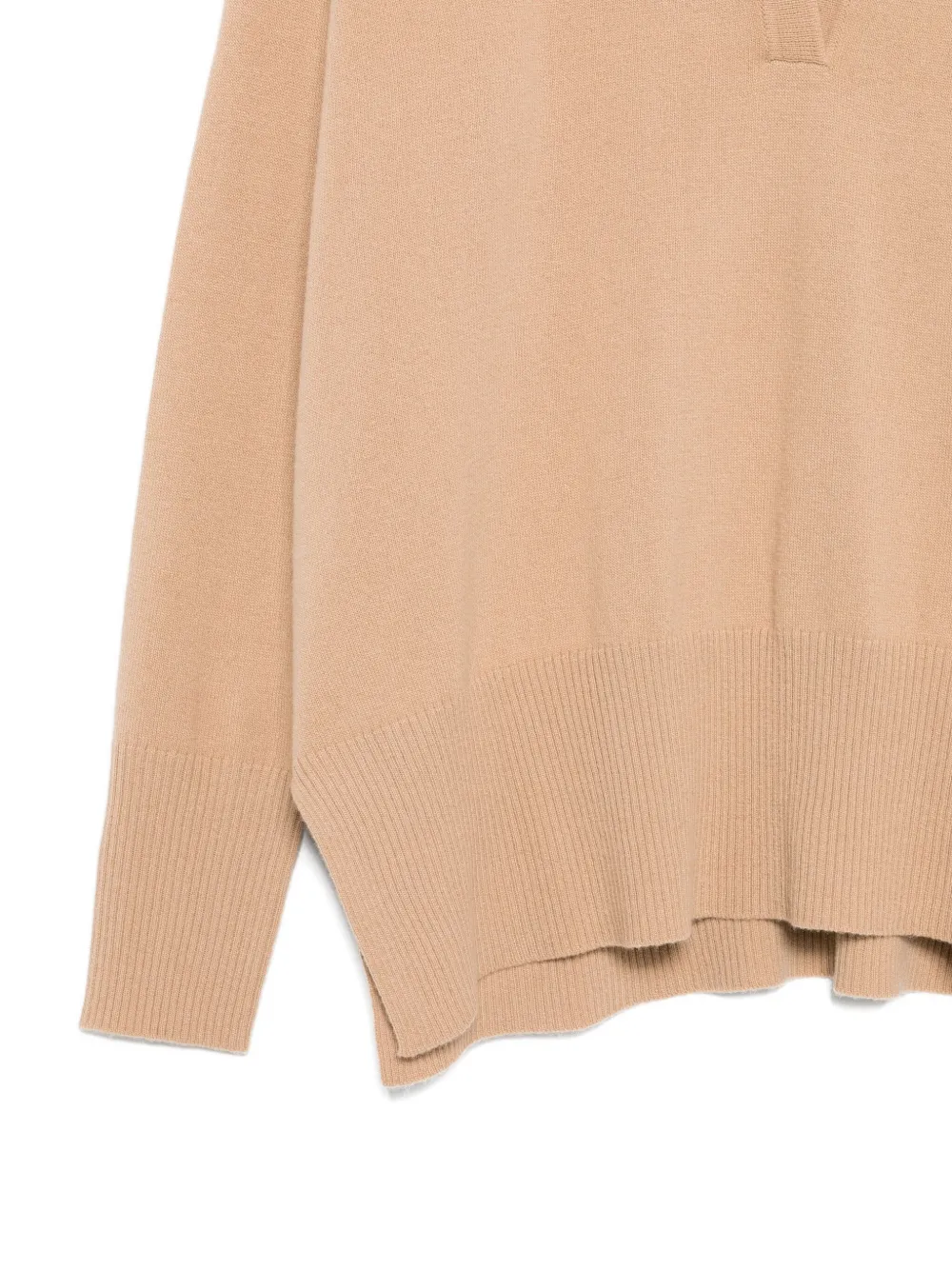 Roberto Collina Trui met polokraag en geribbelde afwerking Bruin