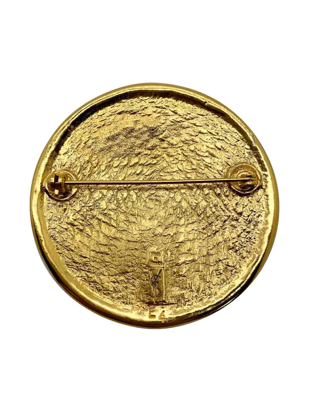 Pre-owned Saint Laurent 1980s Celestial Shield Brooch In Gold