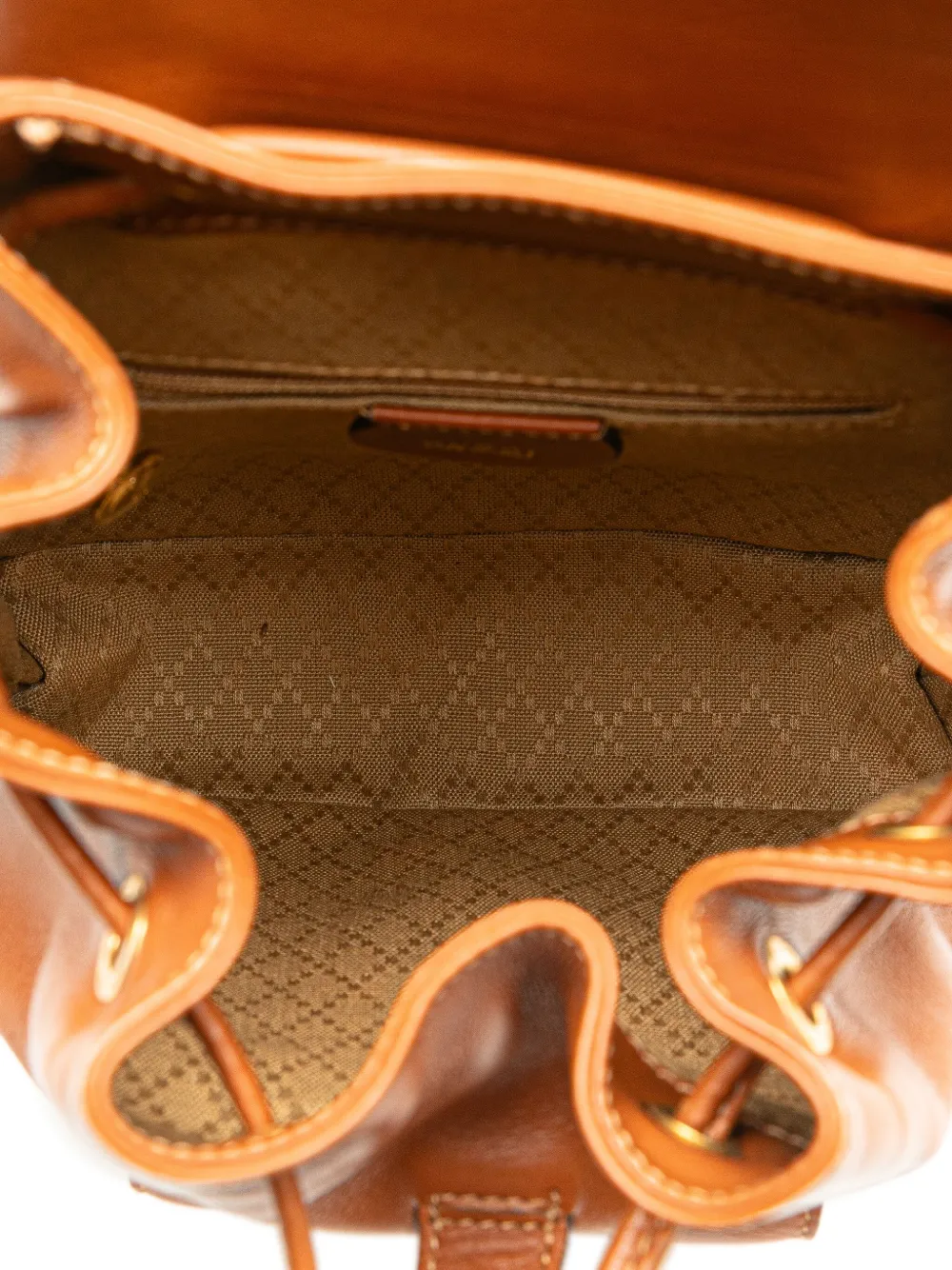 Pre-owned Gucci 20th Century Leather Bamboo Drawstring Backpack In Brown