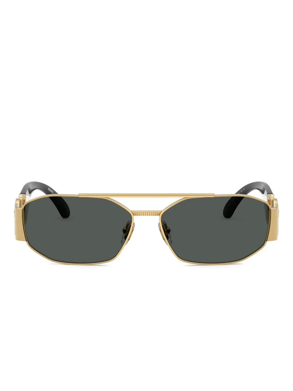 Versace Embellished Double-bridge Sunglasses In Gold