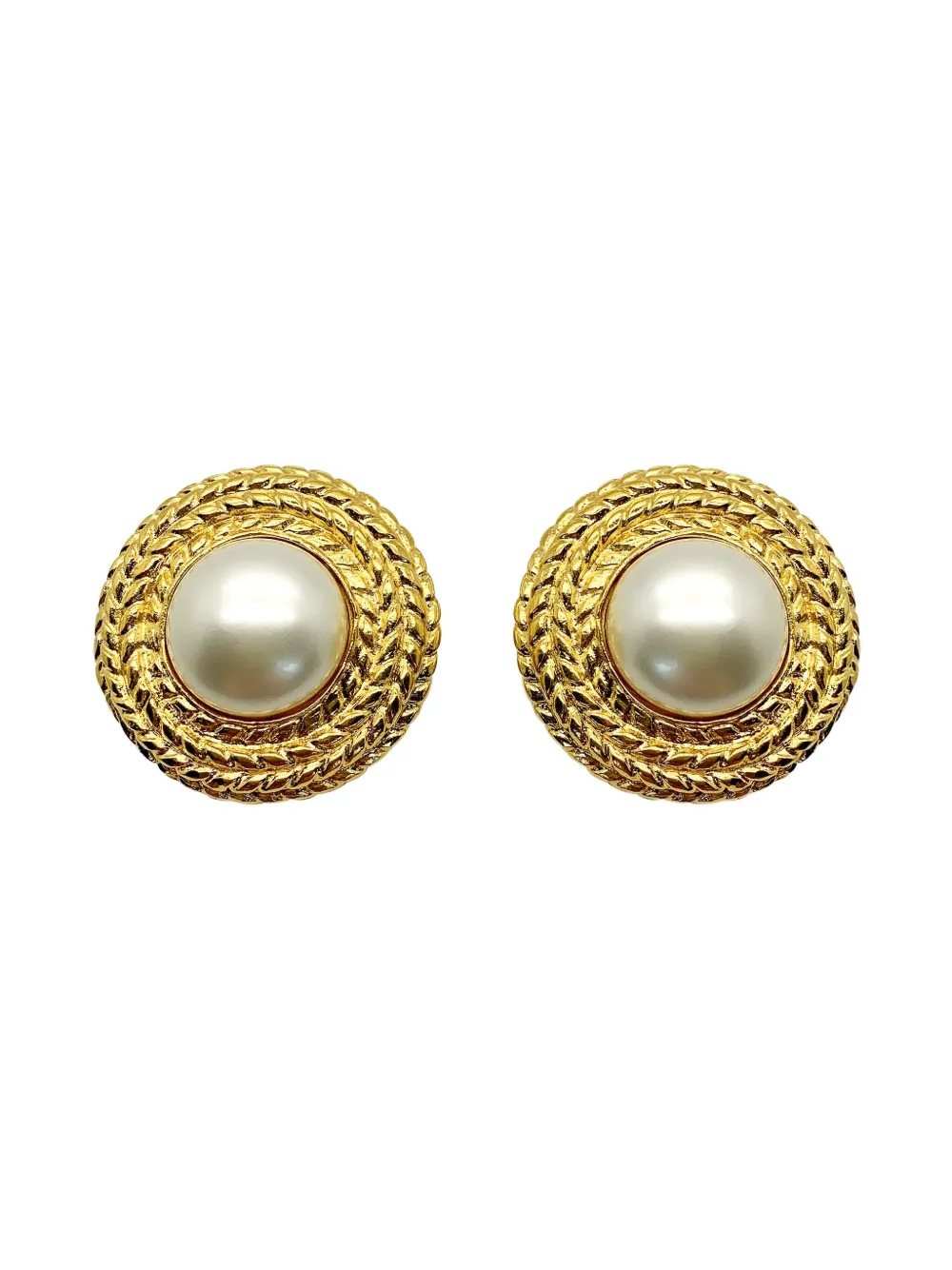 CHANEL Pre-Owned 1970s pearl-embellished earrings - Oro