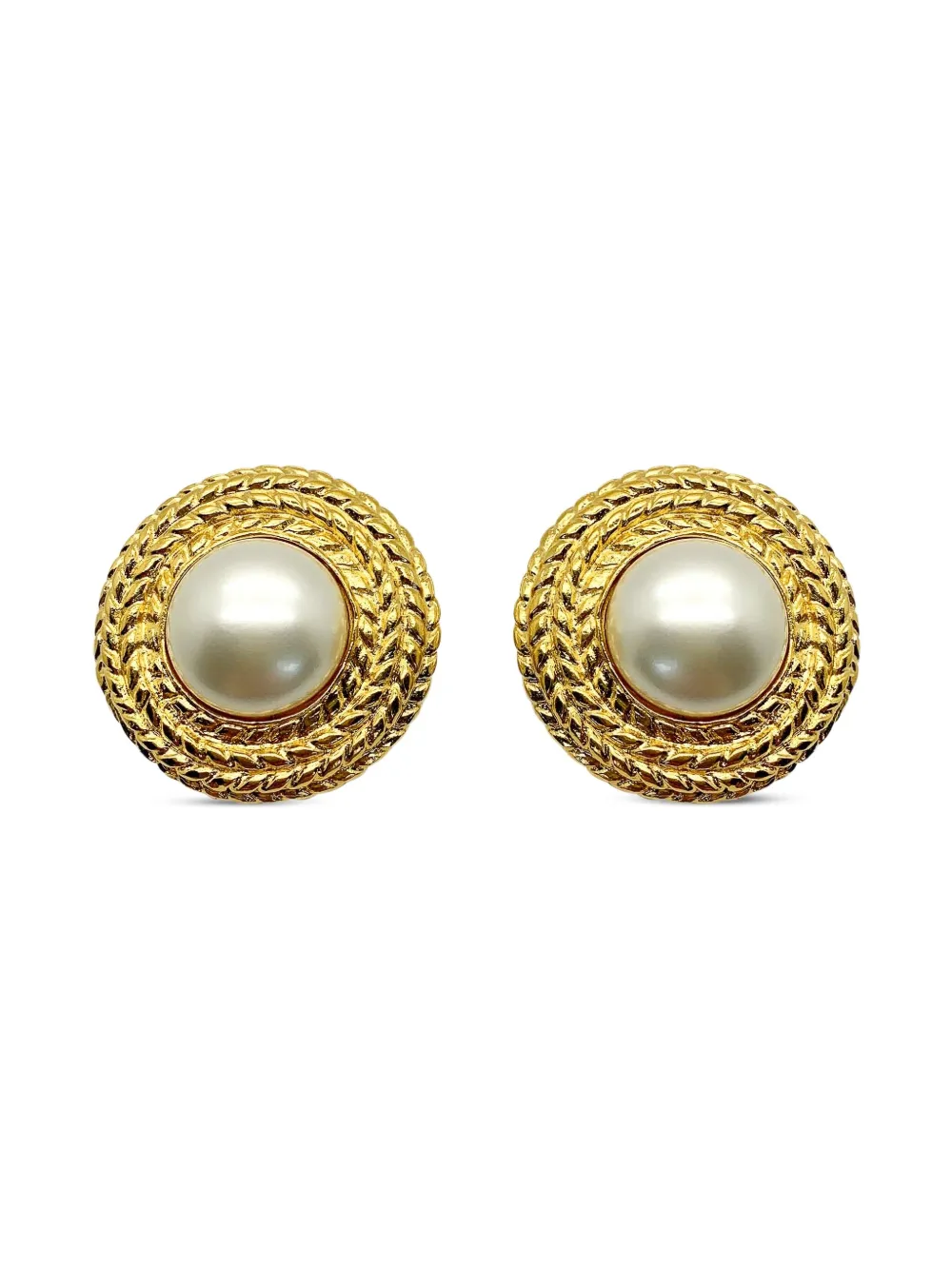 CHANEL Pre-Owned 1970s pearl-embellished earrings | Gold | Image 1