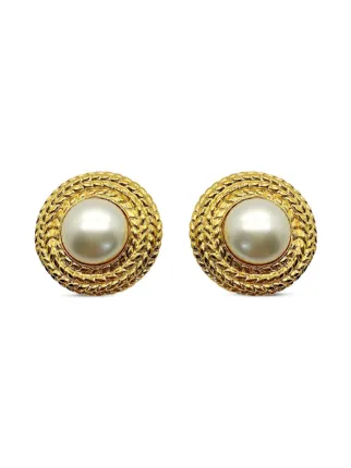 CHANEL Pre-Owned 1970s パール ドロップ ピアス | ゴールドトーン 