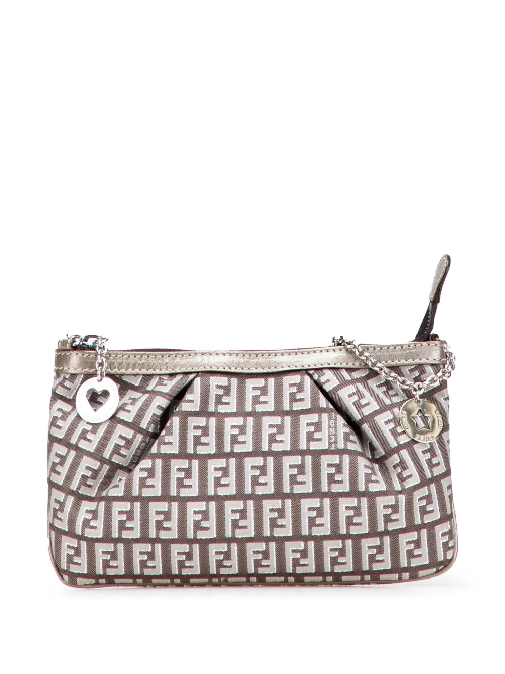 Fendi Pre-Owned 2000-2010 ズッキーノ キャンバス チェーン ポシェット ショルダーバッグ - ブラウン Fendi Pre-Owned 2000-2010 ズッキーノ キャンバス チェーン ポシェット ショルダーバッグ - ブラウン