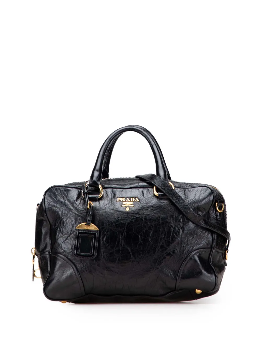Prada Pre-Owned 2000-2025 ヴィッテロシャイン バウレット サッチェルバッグ - ブラック Prada Pre-Owned 2000-2025 ヴィッテロシャイン バウレット サッチェルバッグ - ブラック