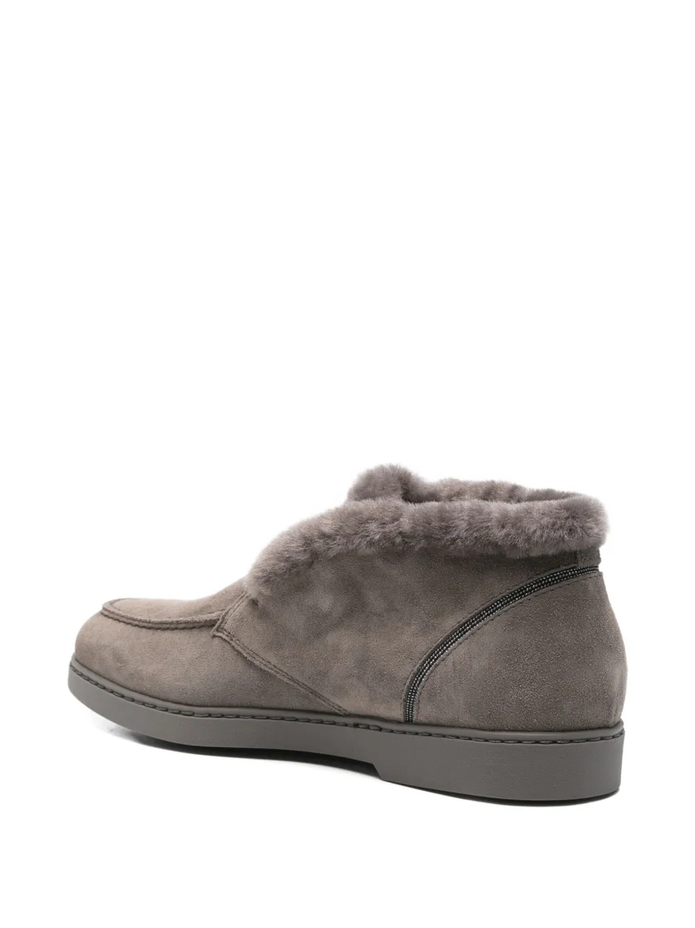Doucal's Fur-trim Suede Boots In Gray