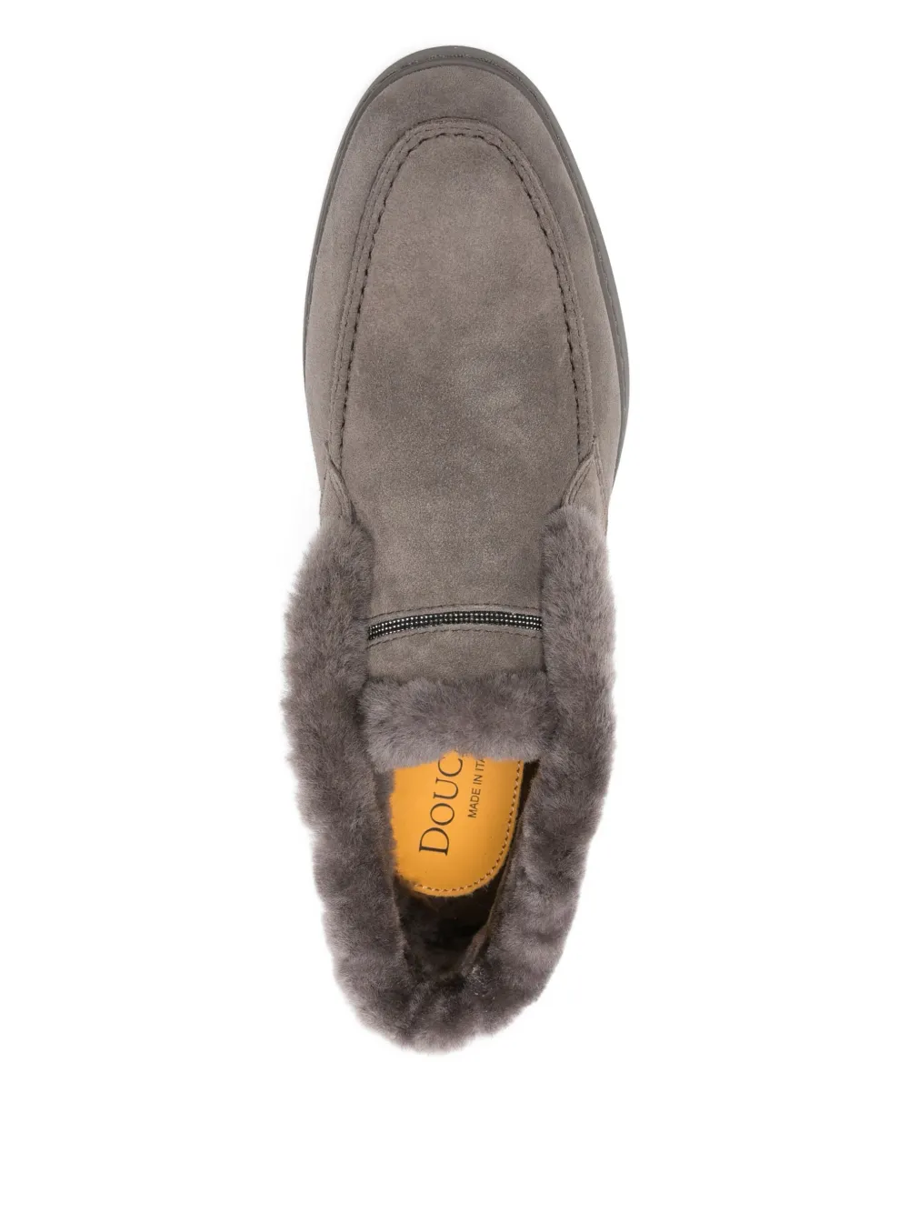 Doucal's Fur-trim Suede Boots In Gray