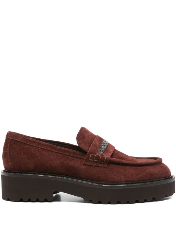 Doucal's Chain-embellishment Loafers in Red