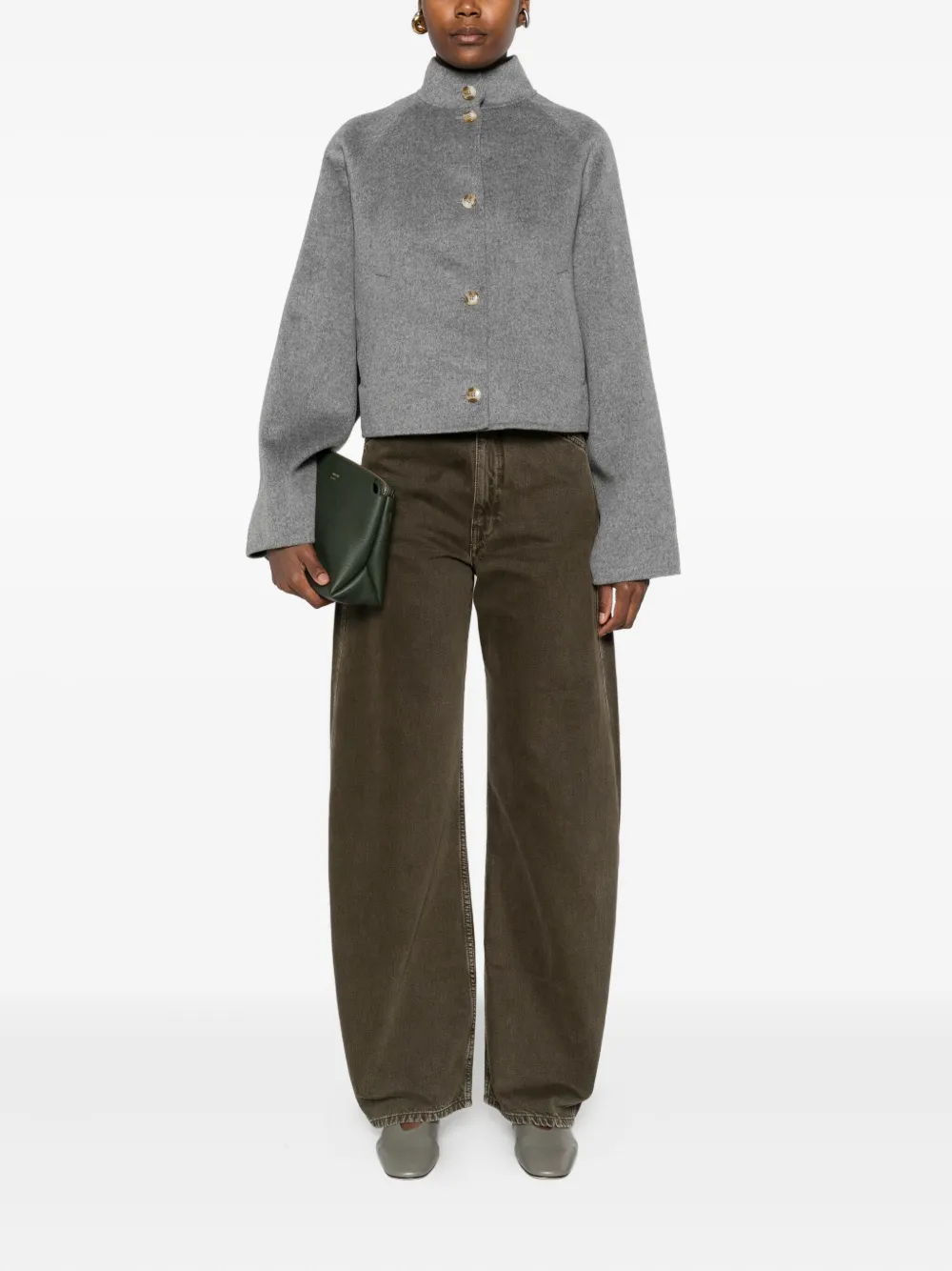 Loulou De Saison High-neck Button-fastening Jacket In Gray