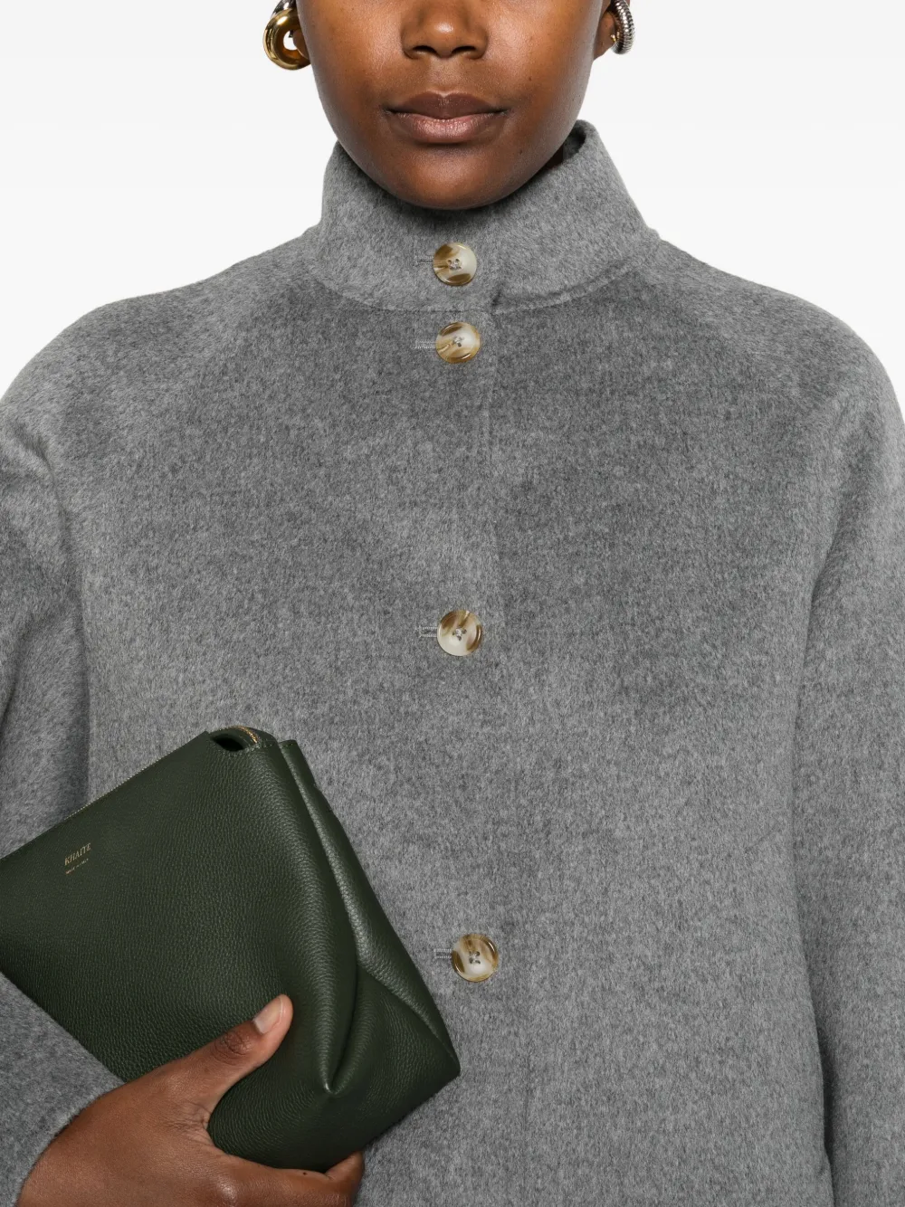 Loulou De Saison High-neck Button-fastening Jacket In Gray