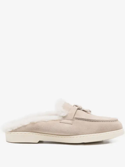 Doucal's fur-trim suede mules