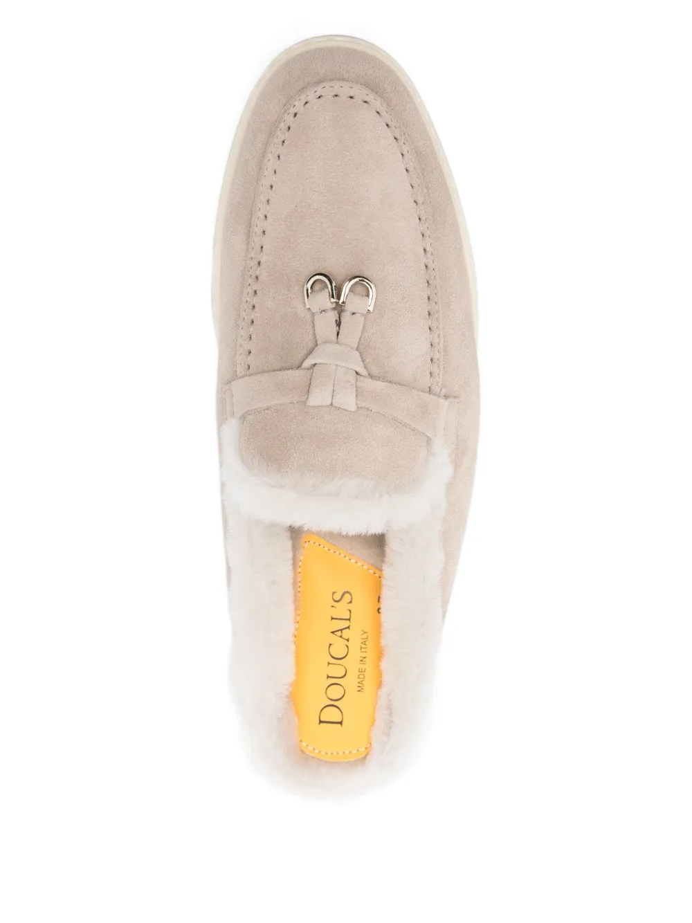 Doucal's Fur-trim Suede Mules In Neutral