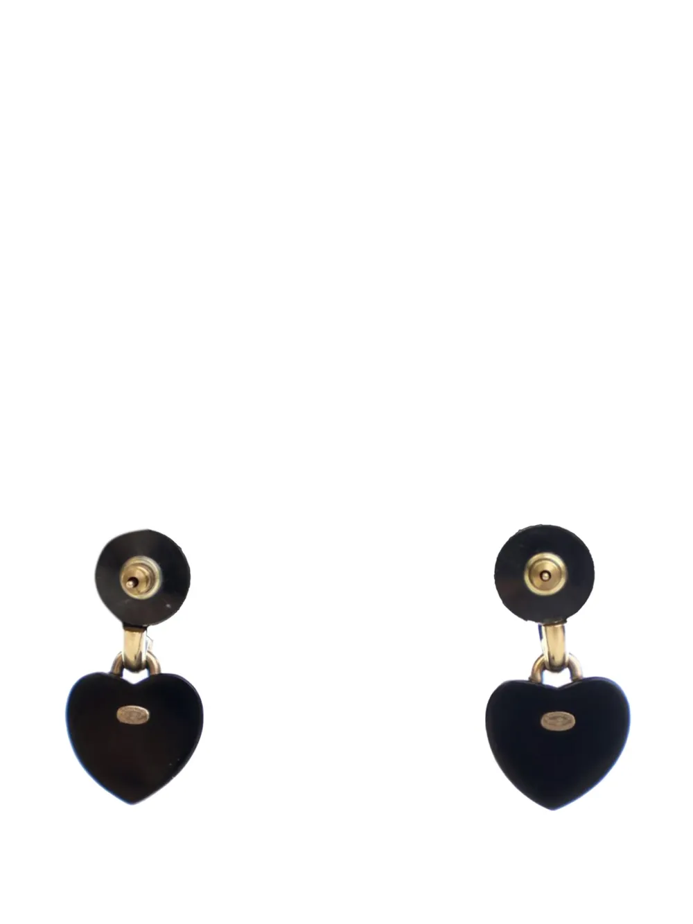 CHANEL Pre-Owned 2021 Resin Crystal CC Heart Drop Push Back Earrings costume earrings | Image 2
