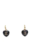 CHANEL Pre-Owned 2021 Resin Crystal CC Heart Drop Push Back Earrings costume earrings - Black