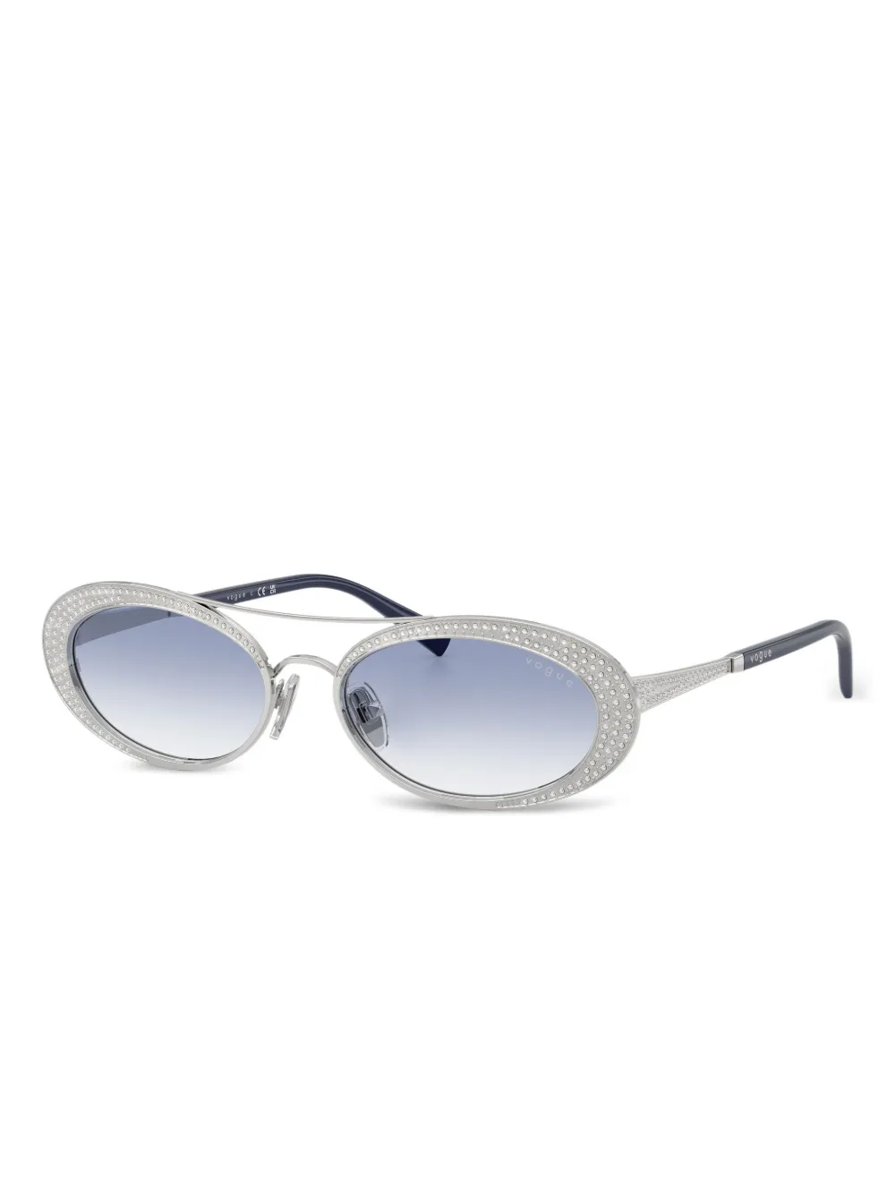 Vogue Eyewear Embellished Oval-frame Sunglasses In Gold