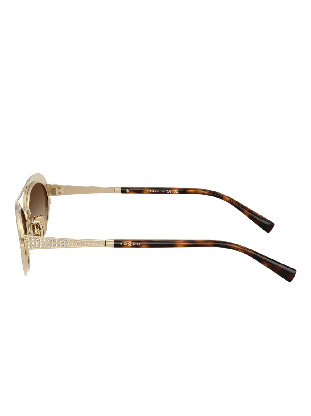 Vogue Eyewear Crystal-embellished Oval-frame Sunglasses In Brown