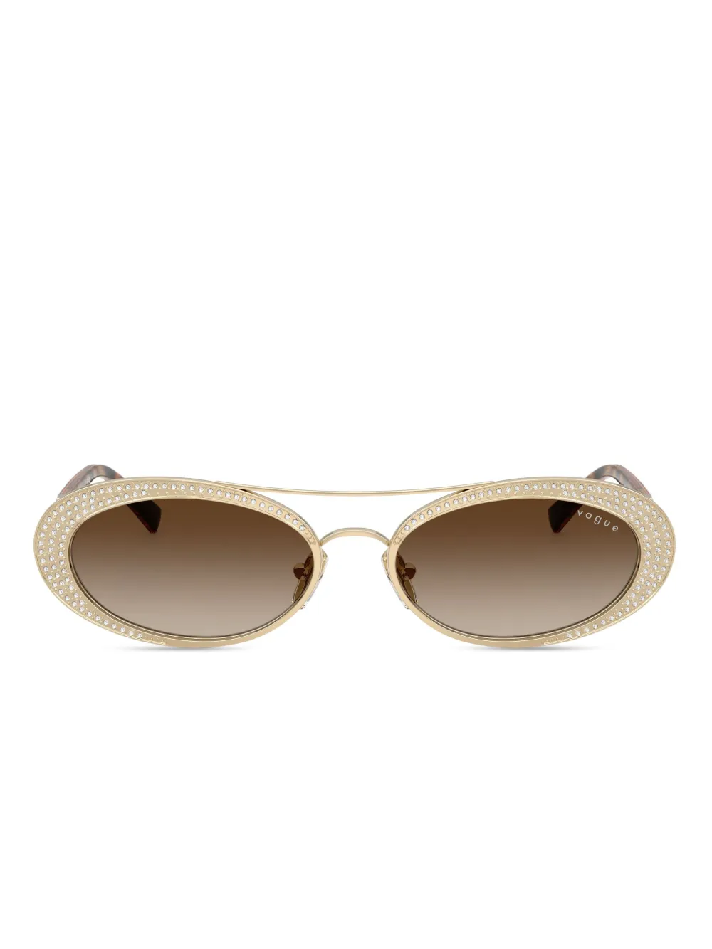 Vogue Eyewear crystal-embellished oval-frame sunglasses | Gold | Image 1