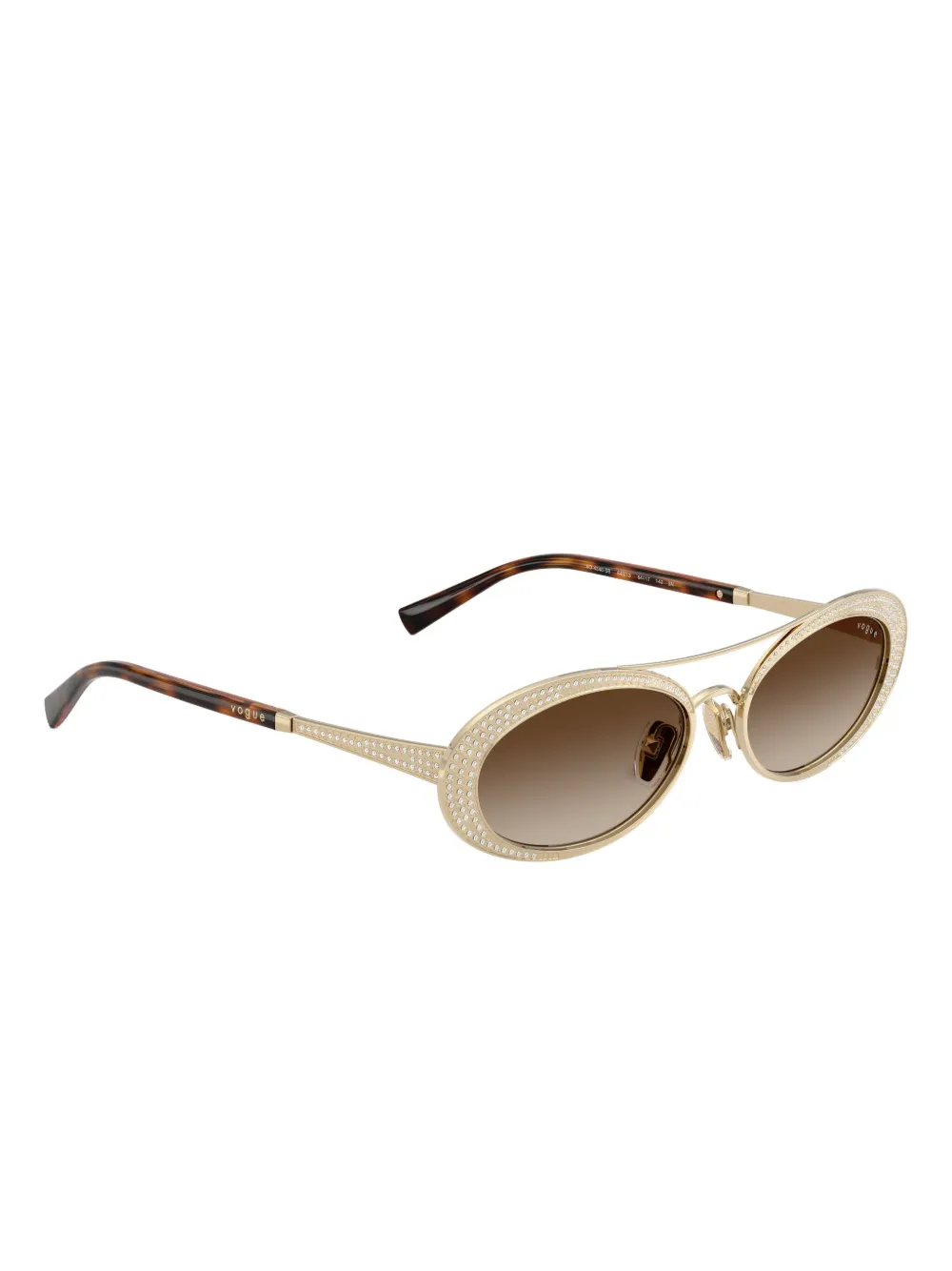 Vogue Eyewear Crystal-embellished Oval-frame Sunglasses In Brown