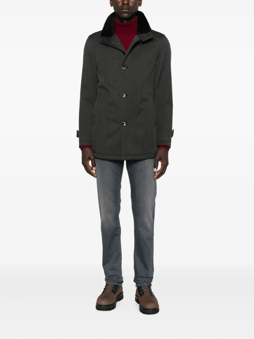 Herno velvet-collared button coat | Single Breasted Coats | Image 2