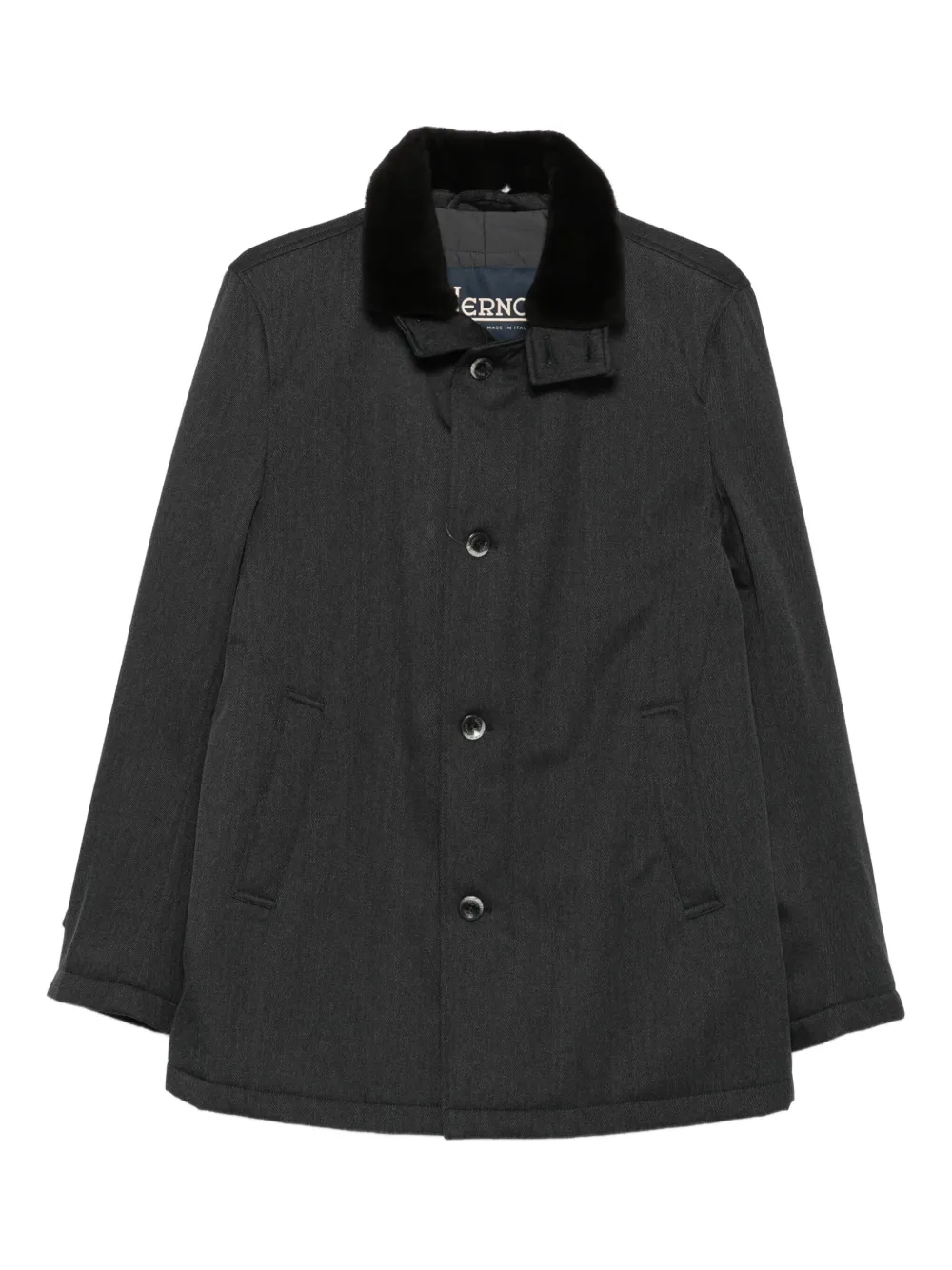 Herno velvet-collared button coat | Grey | Image 1