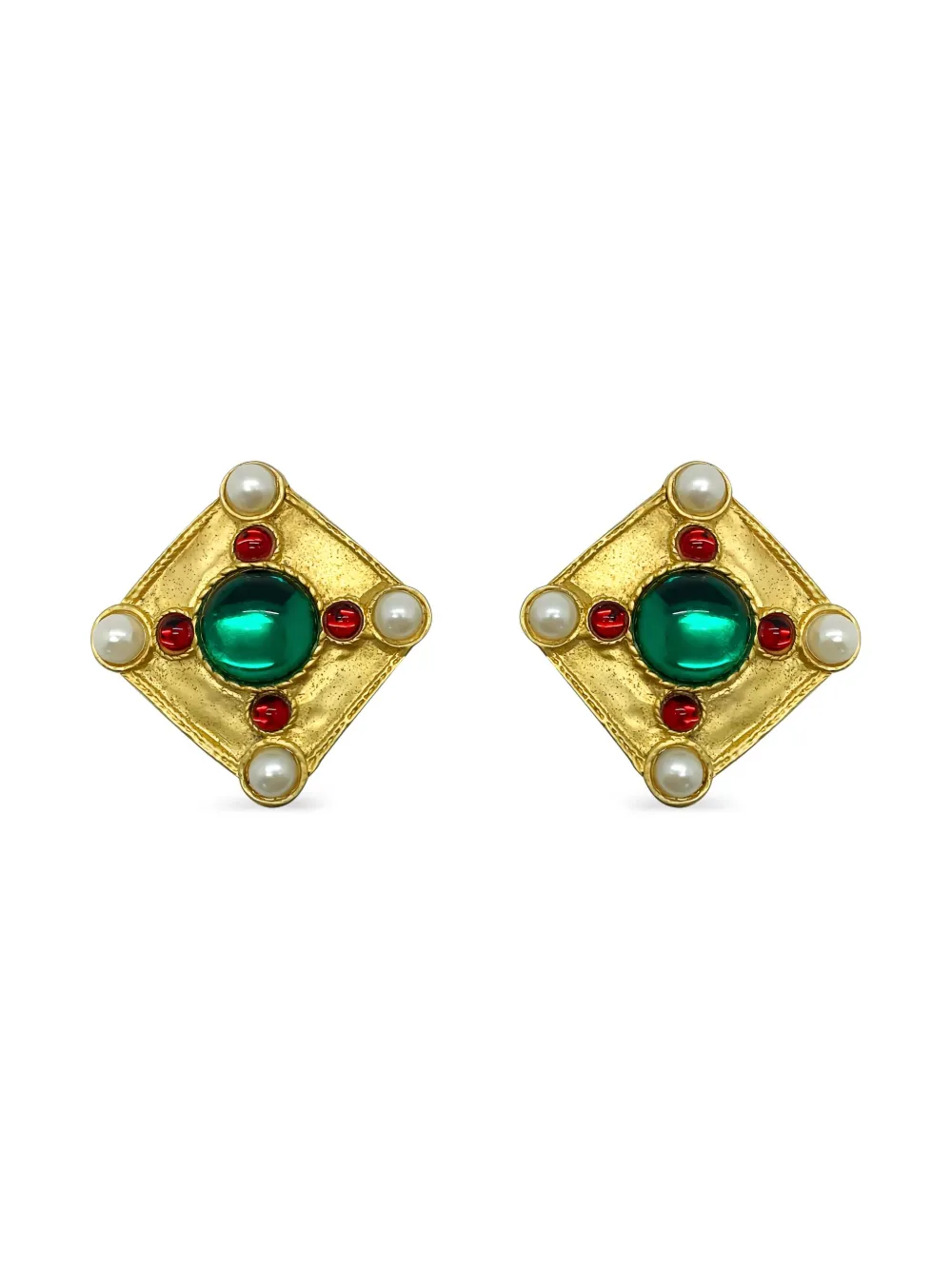 Jennifer Gibson Jewellery Orecchini Tanjore con taglio cabochon anni '80 - Oro