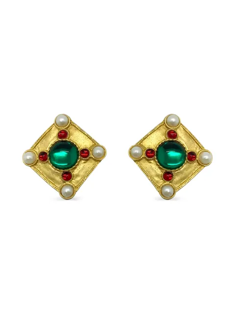 Jennifer Gibson Jewellery 1980s Tanjore cabochon-cut earrings 