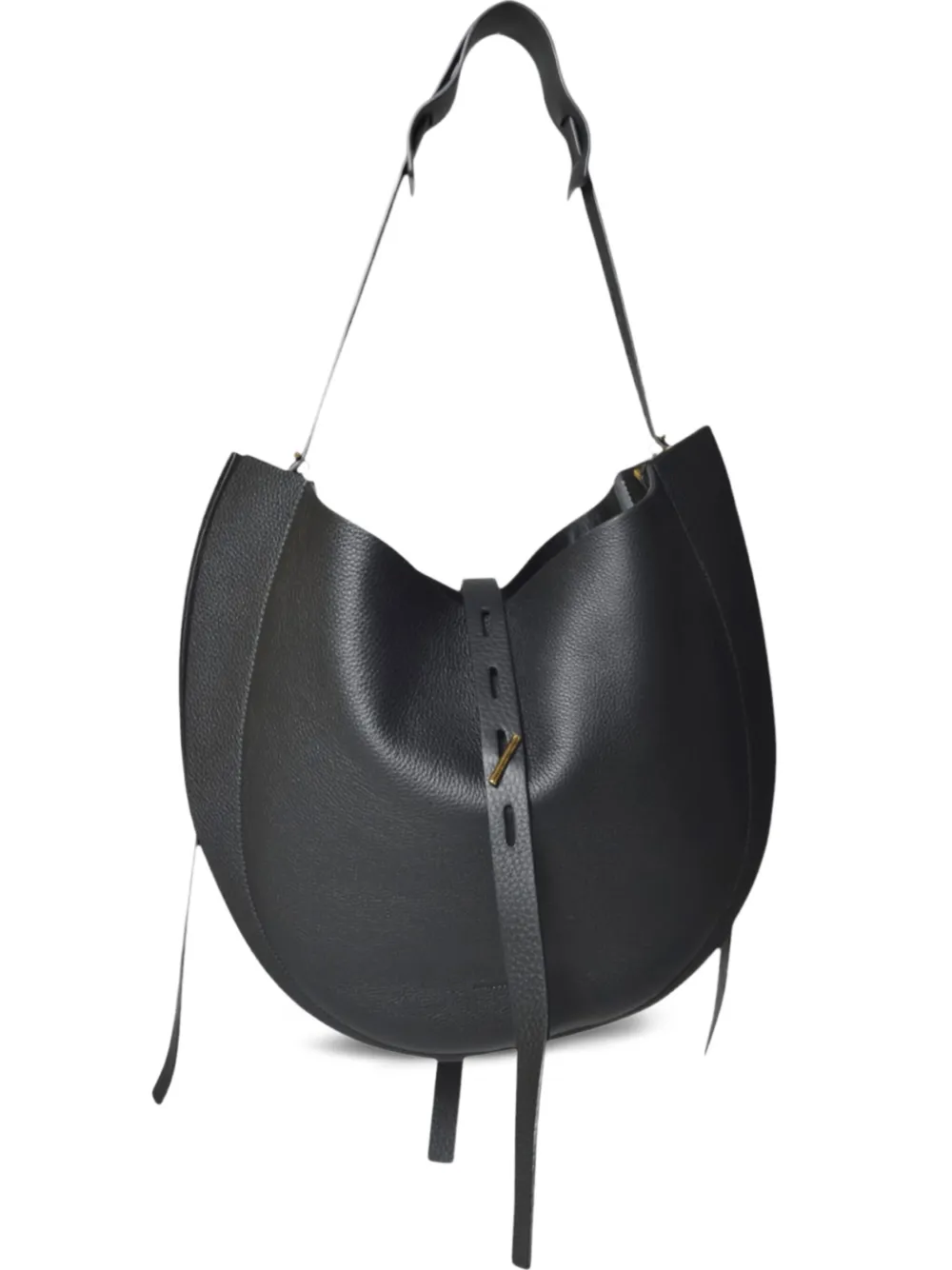 Mino Bossi Half-moon Leather Shoulder Bag In Black