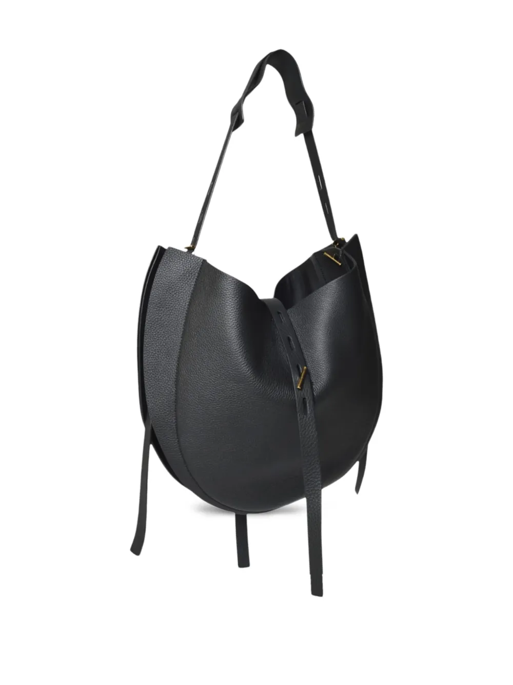 Mino Bossi Half-moon Leather Shoulder Bag In Black