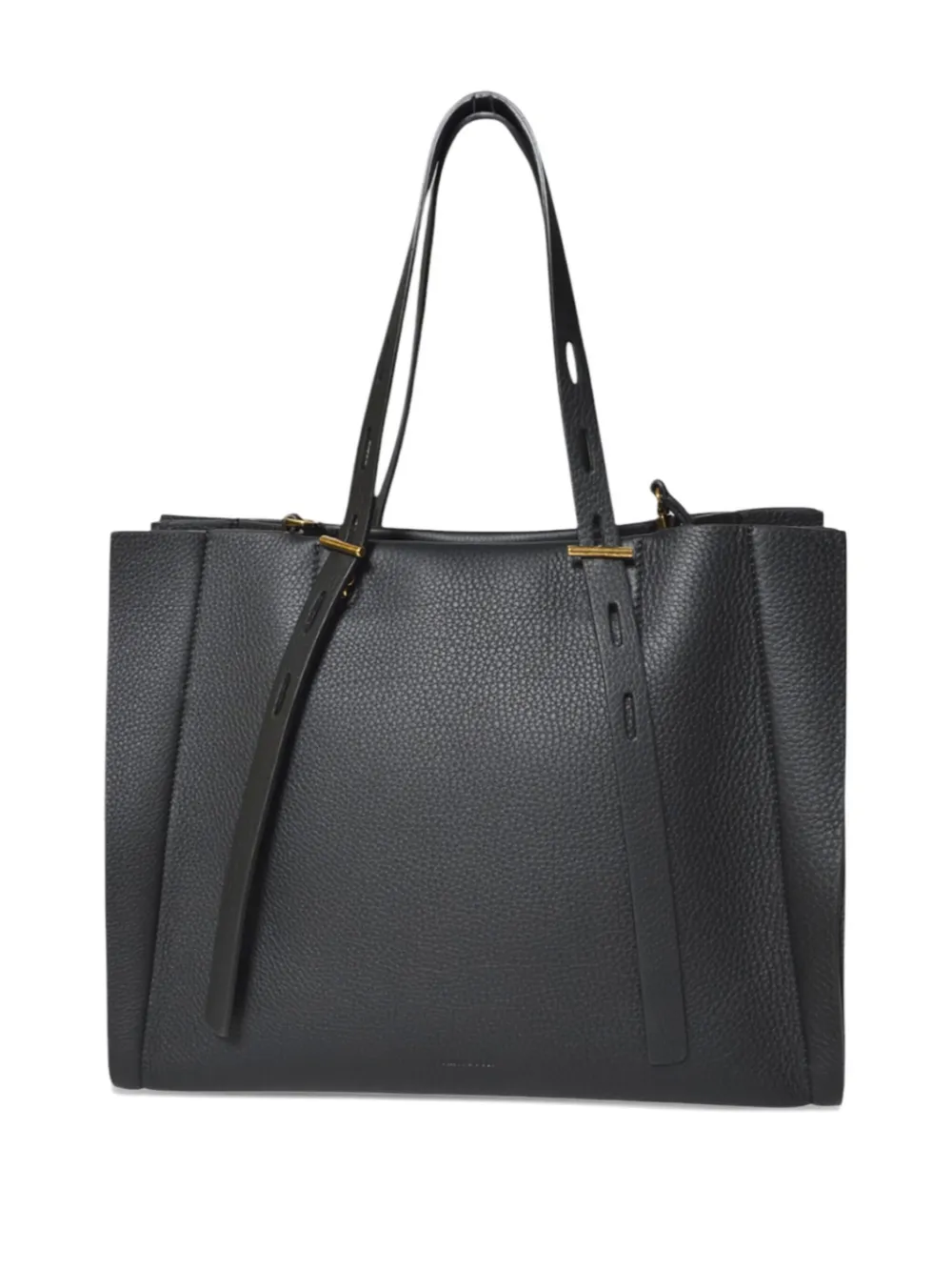 MINO BOSSI leather strap tote bag - Zwart