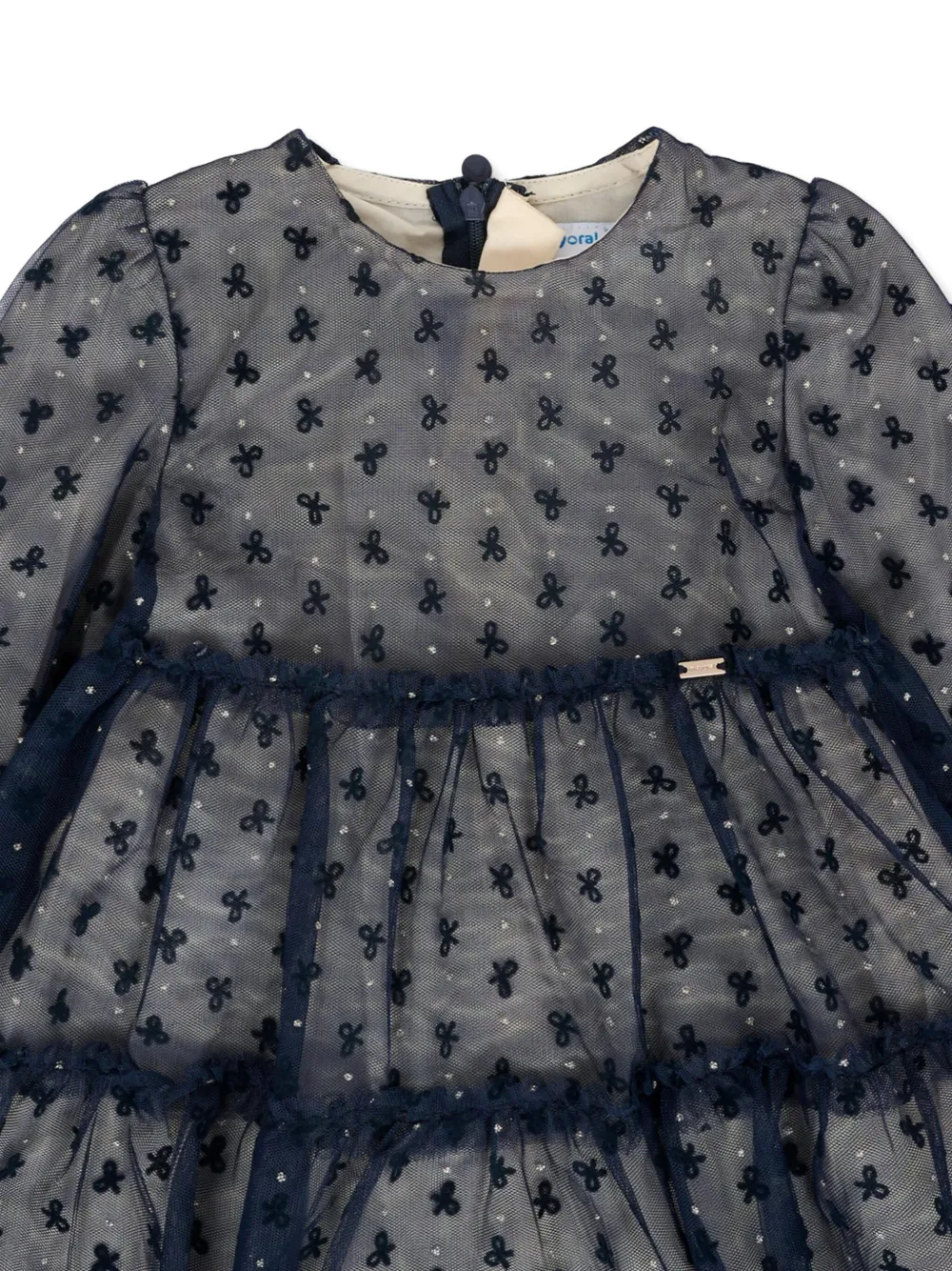 Mayoral embroidered tiered tulle dress Blauw