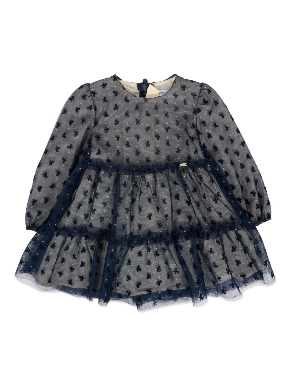 Mayoral embroidered tiered tulle dress Blauw