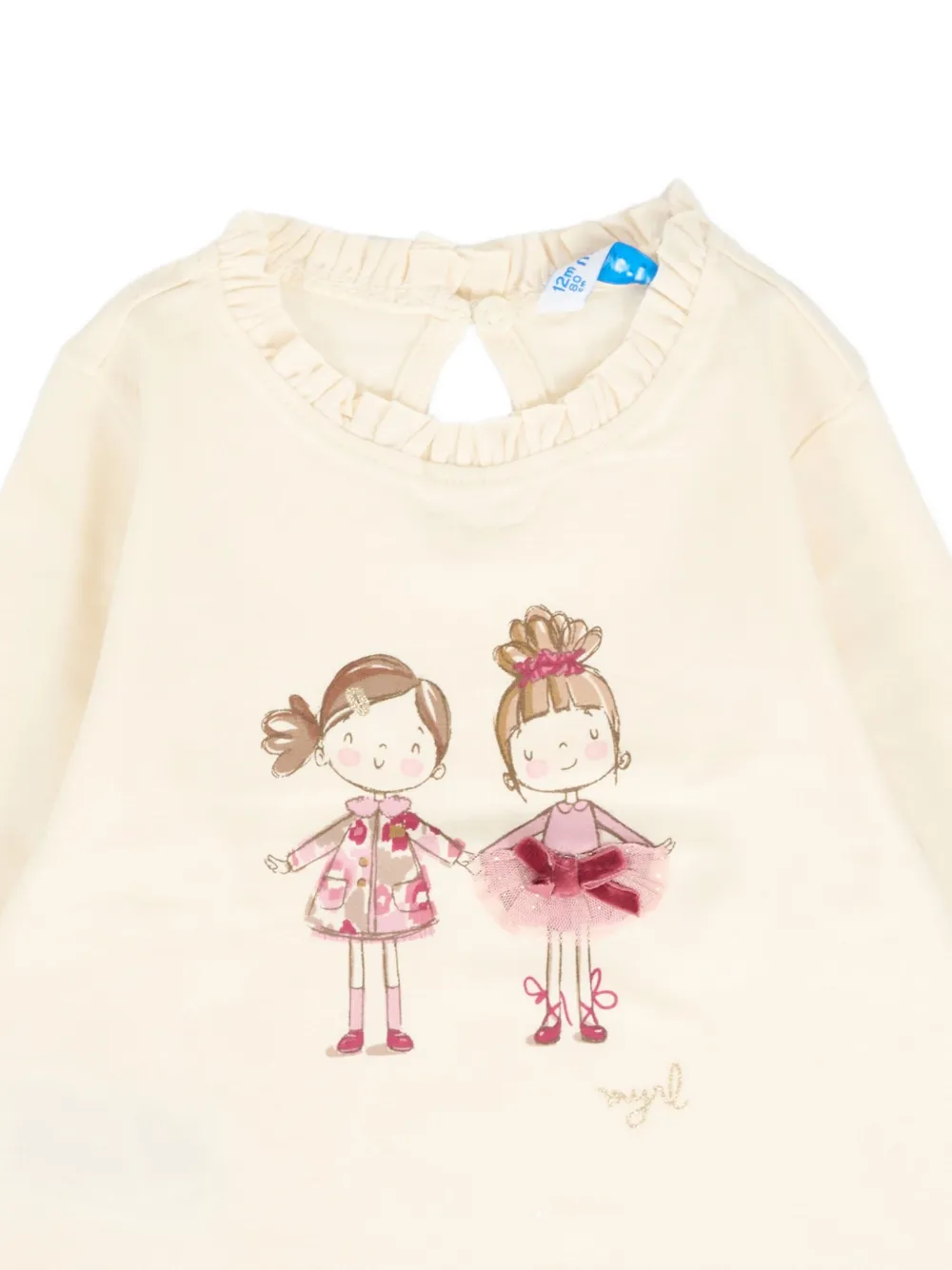 Mayoral frill-neck girl print T-shirt Beige