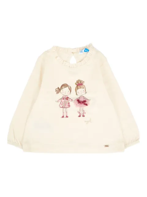 Mayoral frill-neck girl print T-shirt