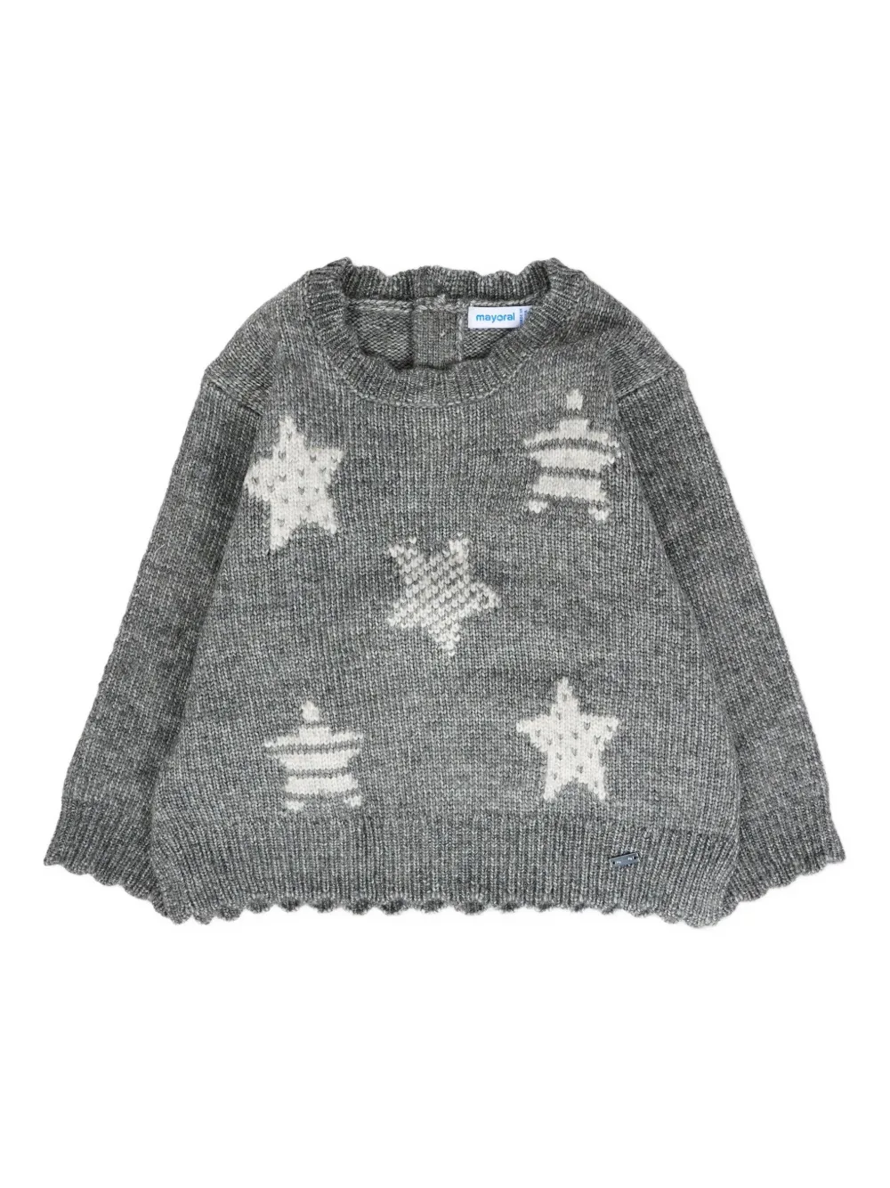 Mayoral star-pattern scalloped-hem sweater Grijs