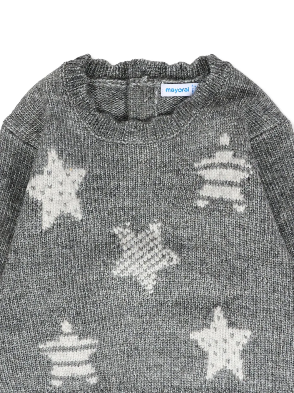 Mayoral star-pattern scalloped-hem sweater Grijs