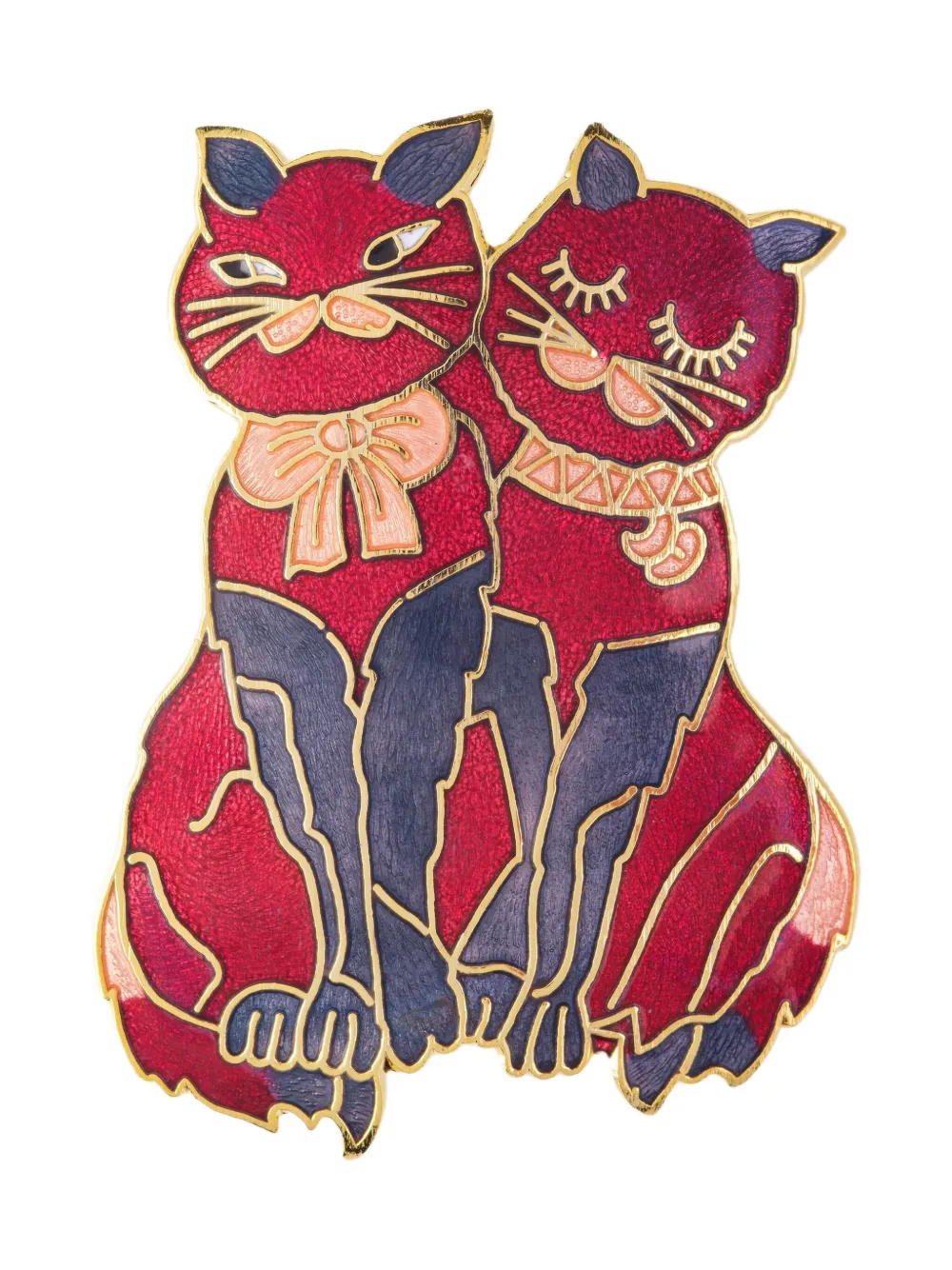 Susan Caplan Vintage 1980s Love Cats brooch - レッド Susan Caplan Vintage 1980s Love Cats brooch - レッド