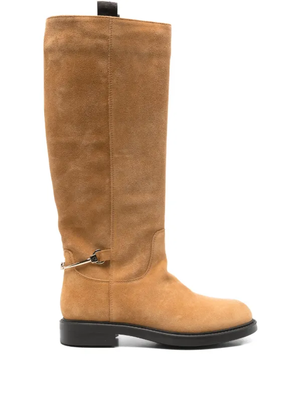 Doucal's Suede Buckle-detail Boots in Neutrals