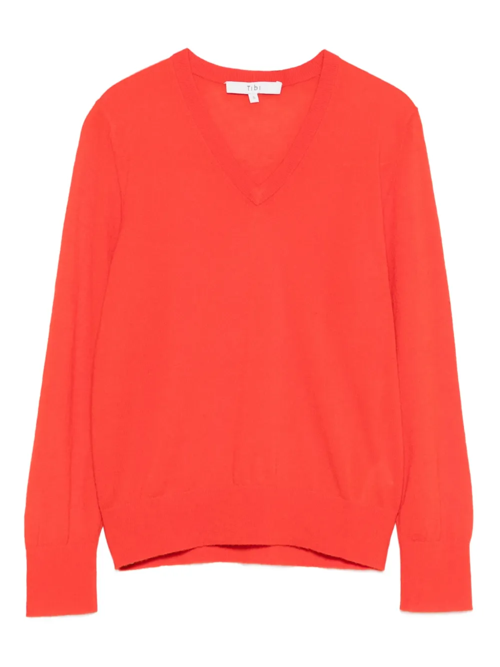 Tibi V-neck Long-sleeve Sweater In Red