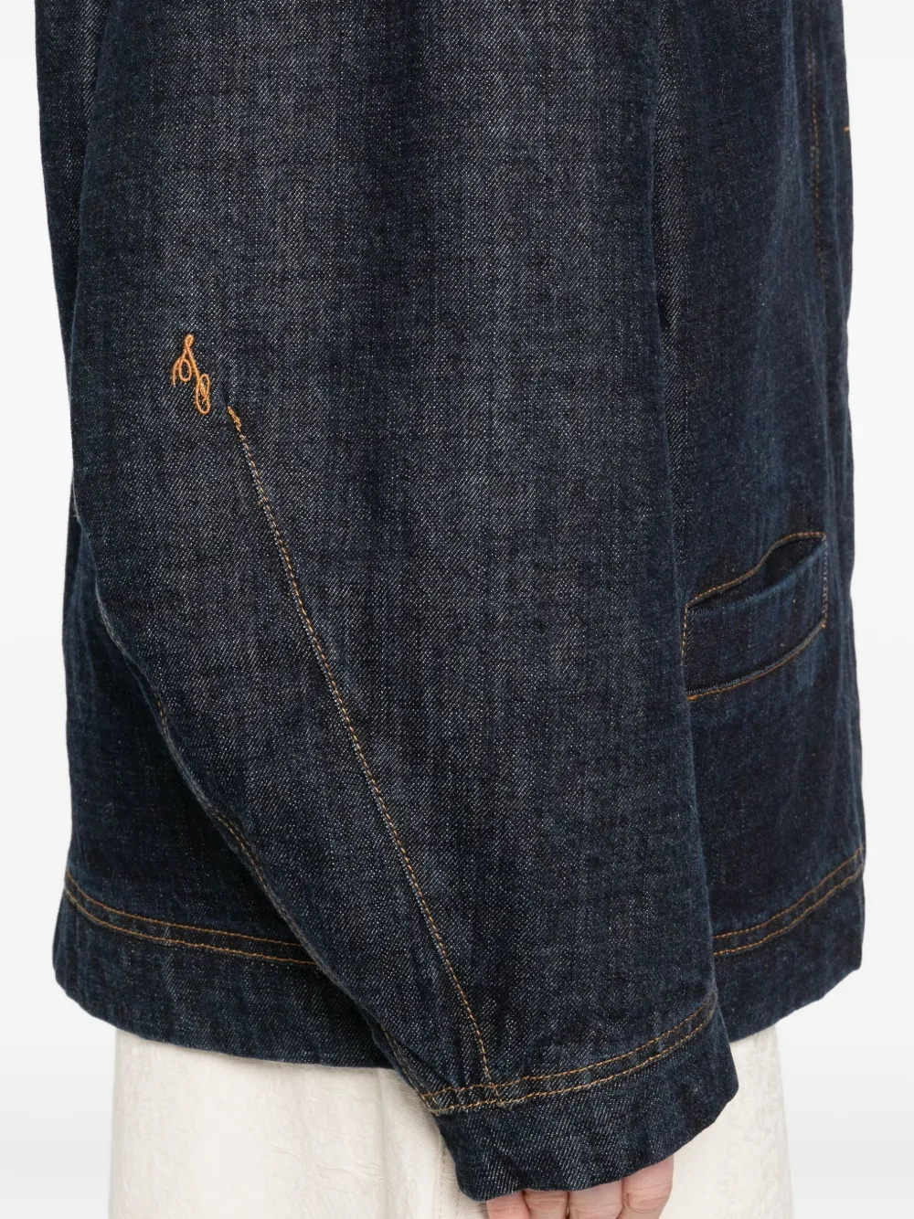 Jacquemus Denim Contrast-stitching Jacket In Blue