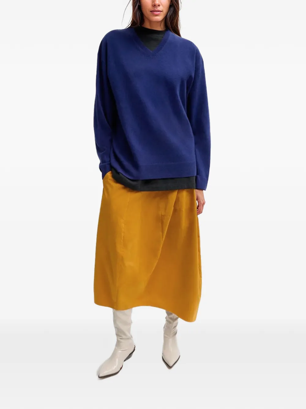  Tibi V-neck Split-cuff Sweater - Blue 