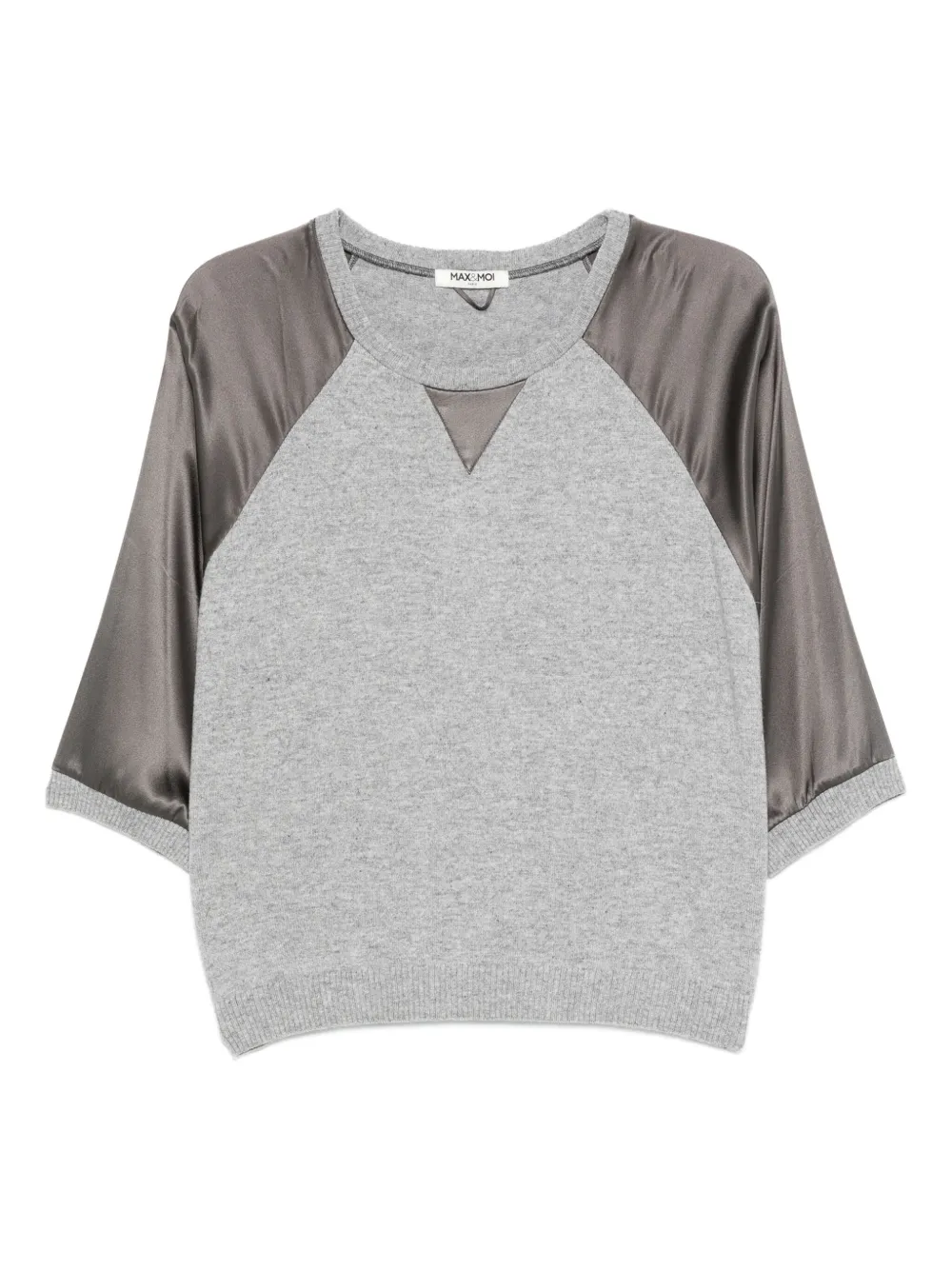 Max & Moi raglan-sleeve satin-panel T-shirt | Grey | Image 1