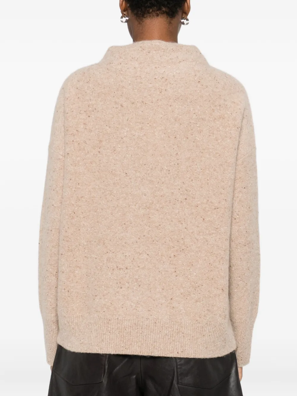 Vince Gespikkelde trui met hoge hals Bruin