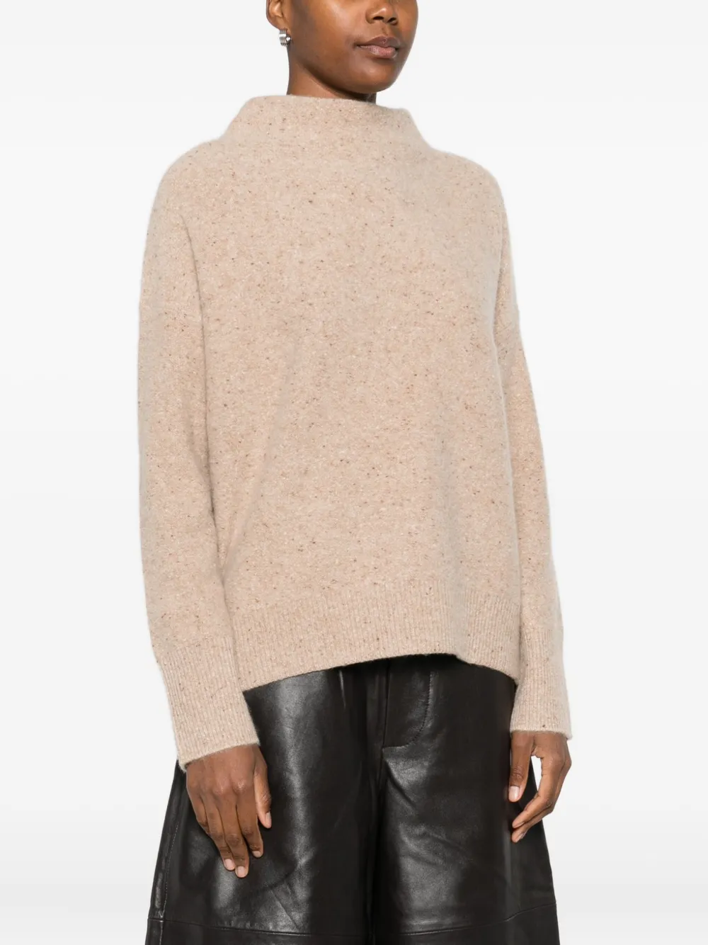 Vince Gespikkelde trui met hoge hals Bruin