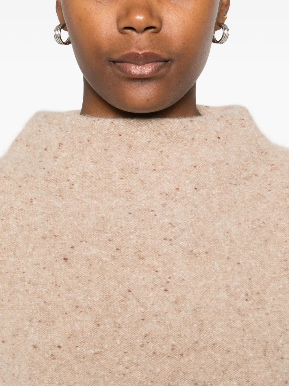 Vince Gespikkelde trui met hoge hals Bruin