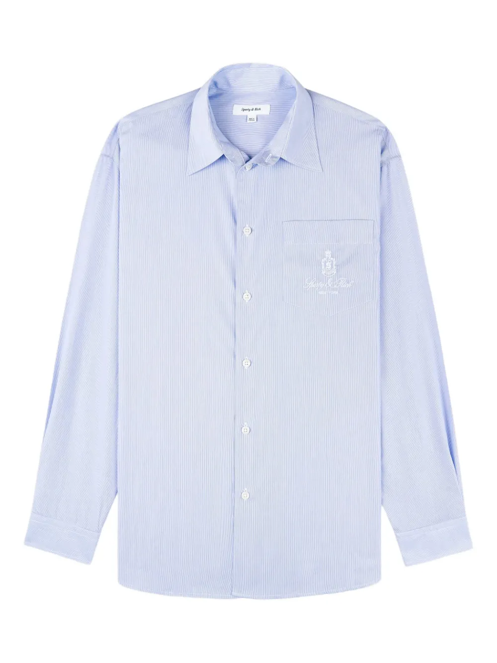 Sporty And Rich Striped Embroidered Shirt In Blue